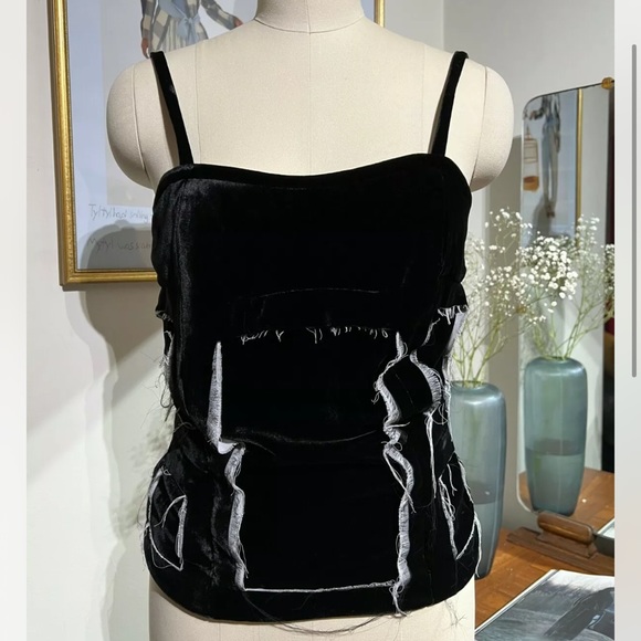 Maison Martin Margiela Tops - 950$ MAISON MARGIELA TOP VELVET BLACK AND WHITE ZIPPER SIZE XS-S 40 IT